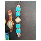 Lot of 7 Fashion Wristwatches Wood Vernier Sevil Turquoise Styles