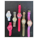 6 Pc Fashion Wristwatch Lot Geneva Timonthy Stone Mixed Colors