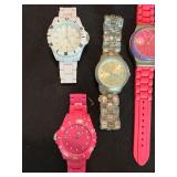 6 Pc Fashion Wristwatch Lot Geneva Timonthy Stone Mixed Colors