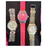 6 Pc Fashion Wristwatch Lot Geneva Timonthy Stone Mixed Colors