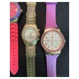 6 Pc Fashion Wristwatch Lot Geneva Timonthy Stone Mixed Colors