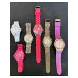 6 Pc Fashion Wristwatch Lot Geneva Timonthy Stone Mixed Colors