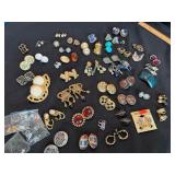 Vintage Costume Jewelry Earrings Lot Clip On Rhinestone Faux Pearl