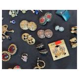 Vintage Costume Jewelry Earrings Lot Clip On Rhinestone Faux Pearl