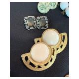 Vintage Costume Jewelry Earrings Lot Clip On Rhinestone Faux Pearl
