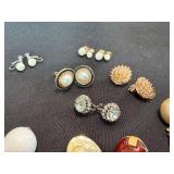 Vintage Costume Jewelry Earrings Lot Clip On Rhinestone Faux Pearl