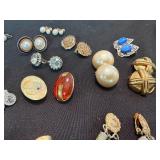 Vintage Costume Jewelry Earrings Lot Clip On Rhinestone Faux Pearl