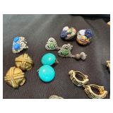 Vintage Costume Jewelry Earrings Lot Clip On Rhinestone Faux Pearl