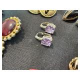 Vintage Costume Jewelry Earrings Lot Clip On Rhinestone Faux Pearl