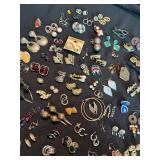 Large Mixed Vintage Costume Jewelry Earrings Lot Clip On Pierced Asst