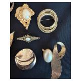 Vintage Costume Brooch Pin Lot 8 pcs Faux Pearl Rhinestone Borel