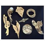 Vintage Costume Brooch Pin Lot 8 pcs Faux Pearl Rhinestone Borel