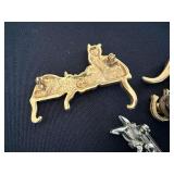 Vintage Figural Brooch Pin Lot 11 Pc Cats Birds Witch JJ Mixed Costume