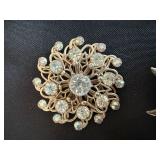 Vintage Costume Jewelry Lot Pins Brooches Barrette Rhinestone 10pc