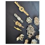 Vintage Costume Jewelry Lot Pins Brooches Barrette Rhinestone 10pc