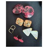 Vintage Costume Earring Lot 5 Pairs Mixed Stud Clip Hoop Styles