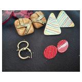 Vintage Costume Earring Lot 5 Pairs Mixed Stud Clip Hoop Styles