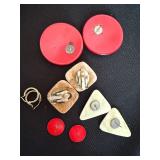 Vintage Costume Earring Lot 5 Pairs Mixed Stud Clip Hoop Styles