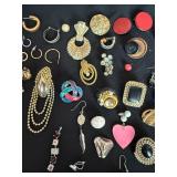 Earring singles - no pairs -Vintage Costume Jewelry Lot Mixed Earrings Brooches Pins Singles