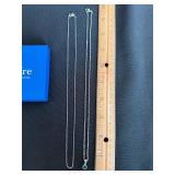Italy 925 Sterling Silver Green Stone Pendant Necklace 15.5in