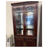 Traditional Lighted Curio Display Cabinet Glass Doors 37x15x78