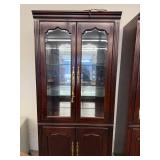 Traditional Lighted Curio Display Cabinet Glass Doors 37x15x78