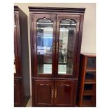 Traditional Lighted Curio Display Cabinet Glass Doors 37x15x78