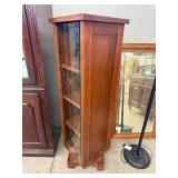 Mission Style Oak Rotating Display Curio Cabinet Glass Front 49in