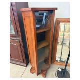 Mission Style Oak Rotating Display Curio Cabinet Glass Front 49in