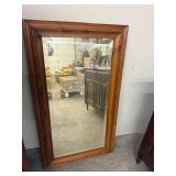 Vintage Wood Framed Wall Mirror Rectangular 25 x 43 Rustic Finish