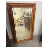 Vintage Wood Framed Wall Mirror Rectangular 25 x 43 Rustic Finish