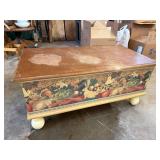 Decorative Wooden Blanket Chest Trunk Rabbit Motif 36in Wide