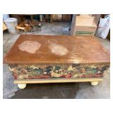 Decorative Wooden Blanket Chest Trunk Rabbit Motif 36in Wide