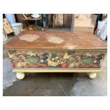 Decorative Wooden Blanket Chest Trunk Rabbit Motif 36in Wide