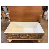 Decorative Wooden Blanket Chest Trunk Rabbit Motif 36in Wide