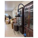 Industrial Shepherd Hook Floor Lamp Caged Glass Black Metal