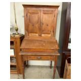 Antique Primitive Pine Secretary Desk Cupboard 34x22x72 Rustic