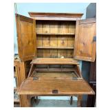 Antique Primitive Pine Secretary Desk Cupboard 34x22x72 Rustic