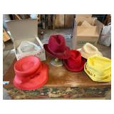 Vintage Womenâs Dress Hat Lot 5 Hats w Mr John Jr Yellow Hat Stand