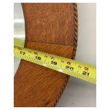 Vintage Round Oak Framed Beveled Wall Mirror 20in Rope Edge