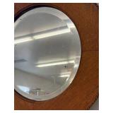Vintage Round Oak Framed Beveled Wall Mirror 20in Rope Edge