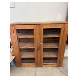 Antique Oak Glass Door Bookcase Display Cabinet 48x18x43 Fair