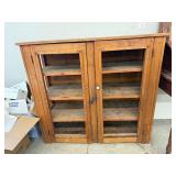 Antique Oak Glass Door Bookcase Display Cabinet 48x18x43 Fair