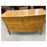 Antique Quarter Sawn Oak Bowfront 3 Drawer Chest Server w Key