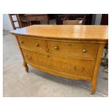 Antique Quarter Sawn Oak Bowfront 3 Drawer Chest Server w Key