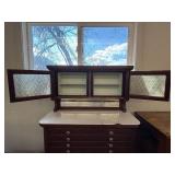American Cabinet Co Antique Dental Cabinet Glass Doors Marble Top