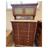 American Cabinet Co Antique Dental Cabinet Glass Doors Marble Top