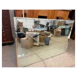 Large Frameless Beveled Wall Mirror 60 x 40 Adjustable Hangers