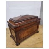 Antique Carved Wooden Tea Caddies with Beaded Trim and Glass Center Dish