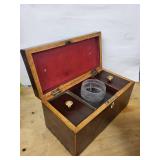 Antique Walnut Tea Caddies Set (Lot of 2) - Brass Hardware & Red Velvet Interiors